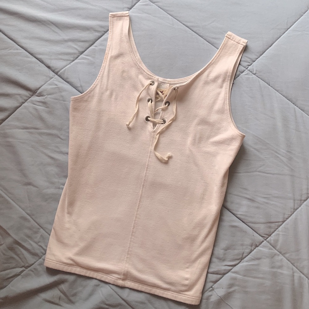 WHITE TIE FRONT TANK TOP
